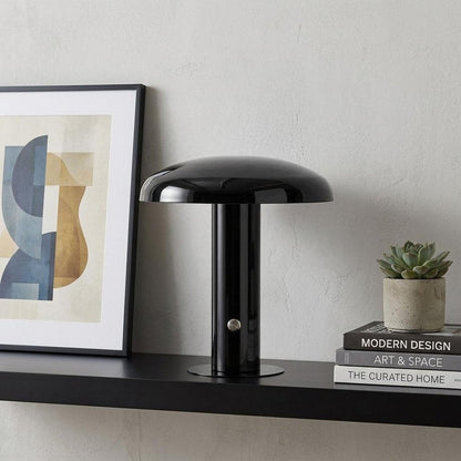 11" Black Novelty USB Table Lamp With Globe Shade