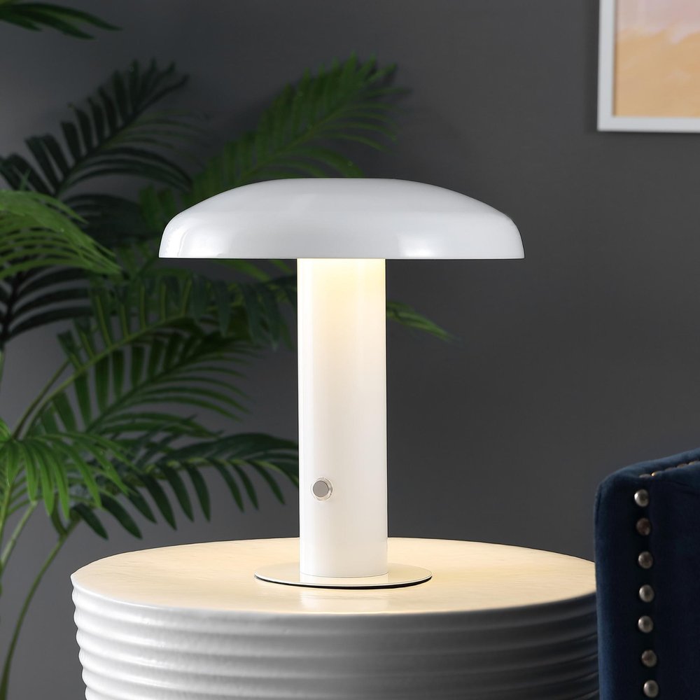11" White Novelty USB Table Lamp With Globe Shade HomeRoots