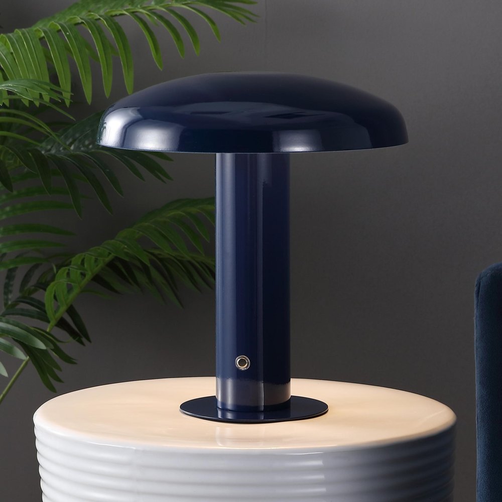 11" Blue Round USB Desk Lamp With Globe Shade — view 1