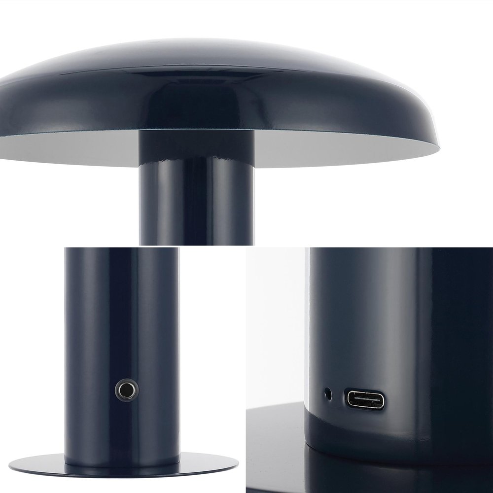 11" Blue Round USB Desk Lamp With Globe Shade — view 2