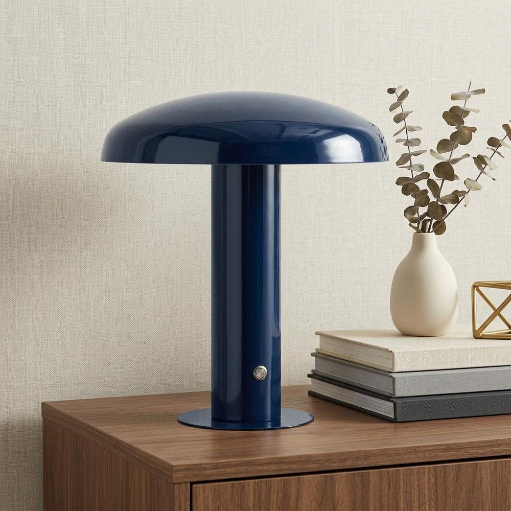 11" Blue Round USB Desk Lamp With Globe Shade — view 7