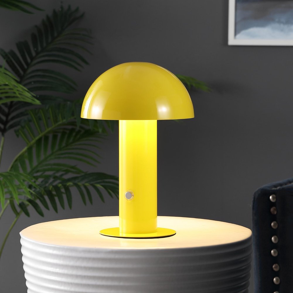 11" Yellow Novelty USB Table Lamp With Globe Shade — view 1
