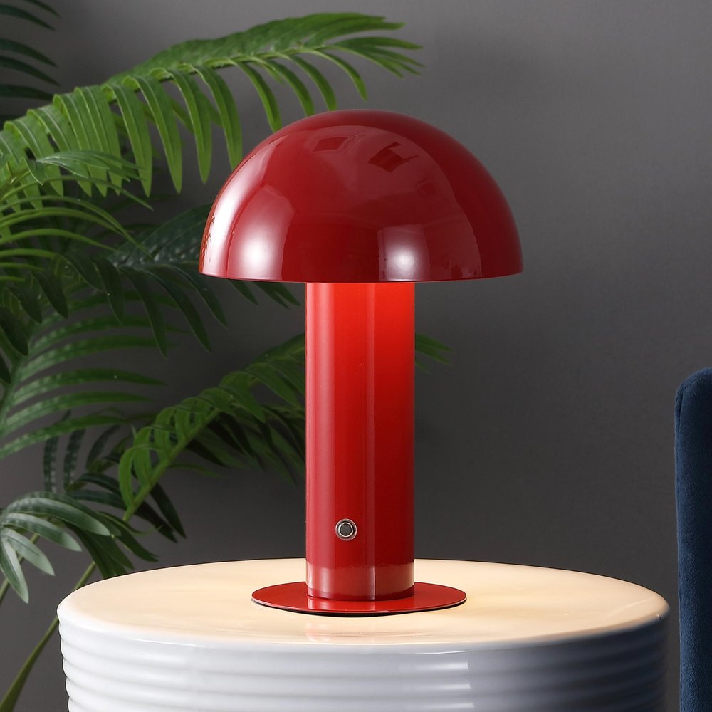 11" Red Novelty USB Table Lamp With Globe Shade — view 1