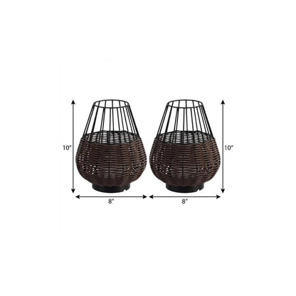 Set of Two 10" Black Round USB Table Lamps With Globe Shades HomeRoots