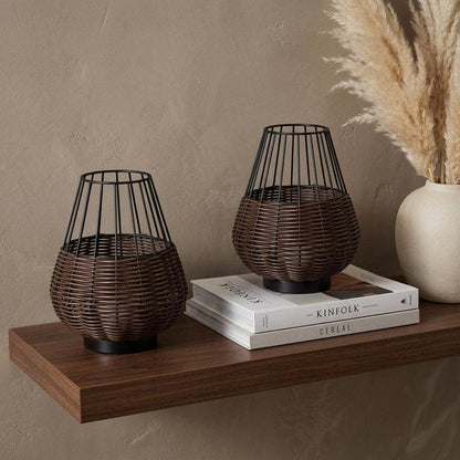 Set of Two 10" Black Round USB Table Lamps With Globe Shades HomeRoots