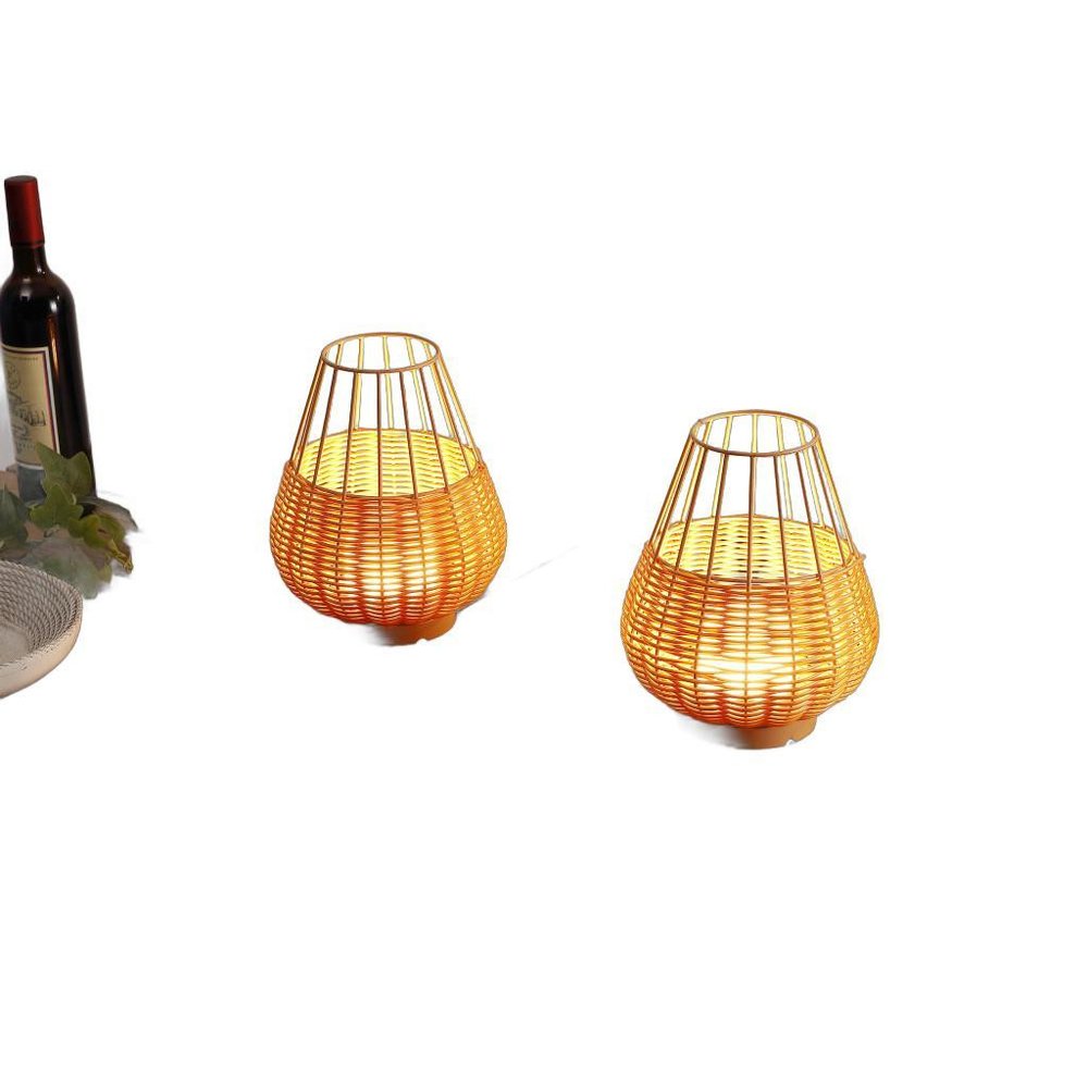 Set of Two 10" Brown Round USB Table Lamps With Globe Shades HomeRoots
