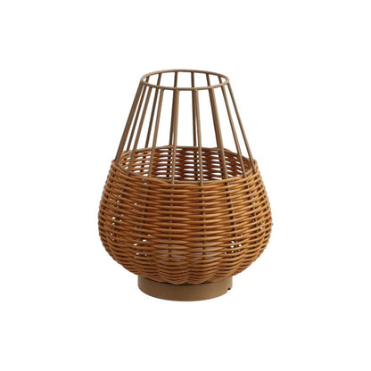 Set of Two 10" Brown Round USB Table Lamps With Globe Shades HomeRoots