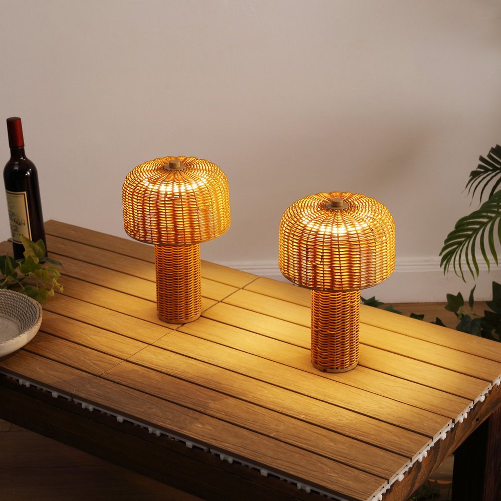 Set of Two 10" Clear USB Table Lamps With Globe Shades — view 1