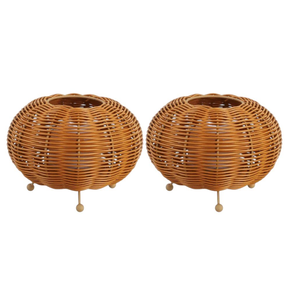 Set of Two 6" Brown Lantern USB Table Lamps With Globe Shades — view 4