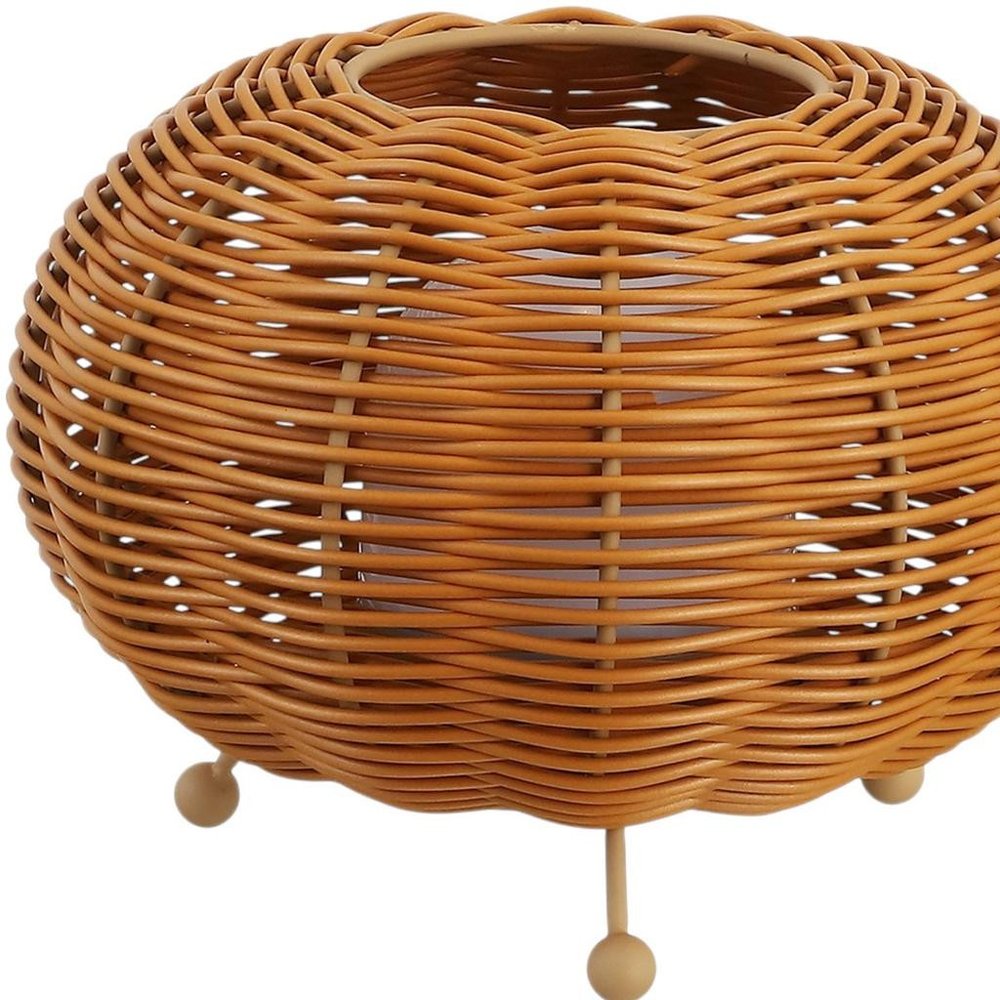 Set of Two 6" Brown Lantern USB Table Lamps With Globe Shades — view 6