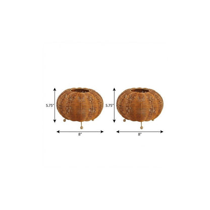Set of Two 6" Brown Lantern USB Table Lamps With Globe Shades