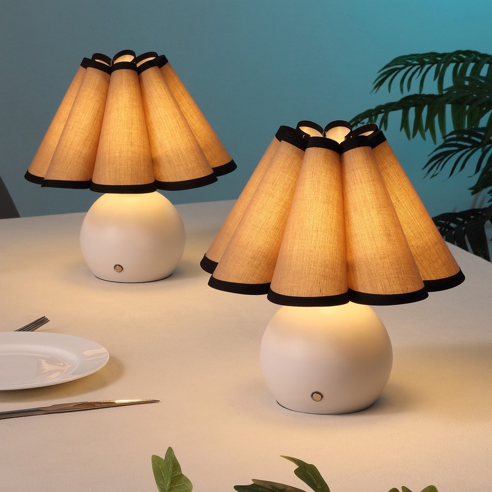 Set of Two 11" Clear Novelty Table Lamps With Empire Shades — view 1
