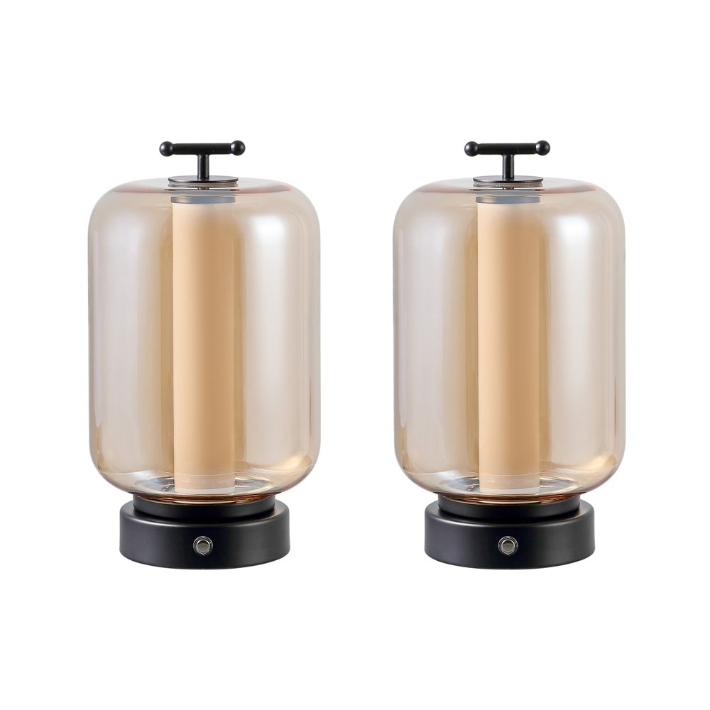 Set of Two 11" Black Lantern USB Table Lamps — view 2