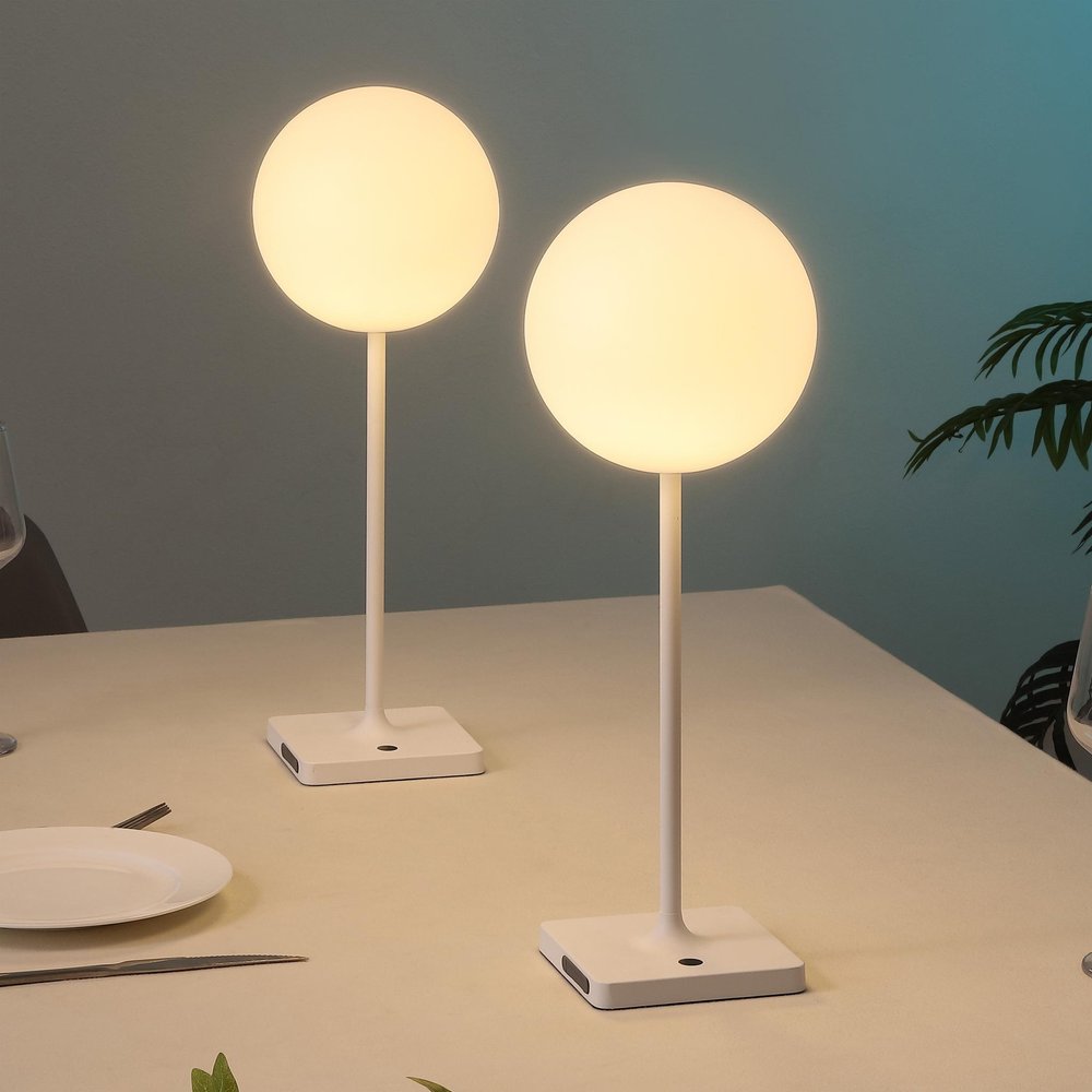 Set of Two 18" White USB Table Lamps HomeRoots