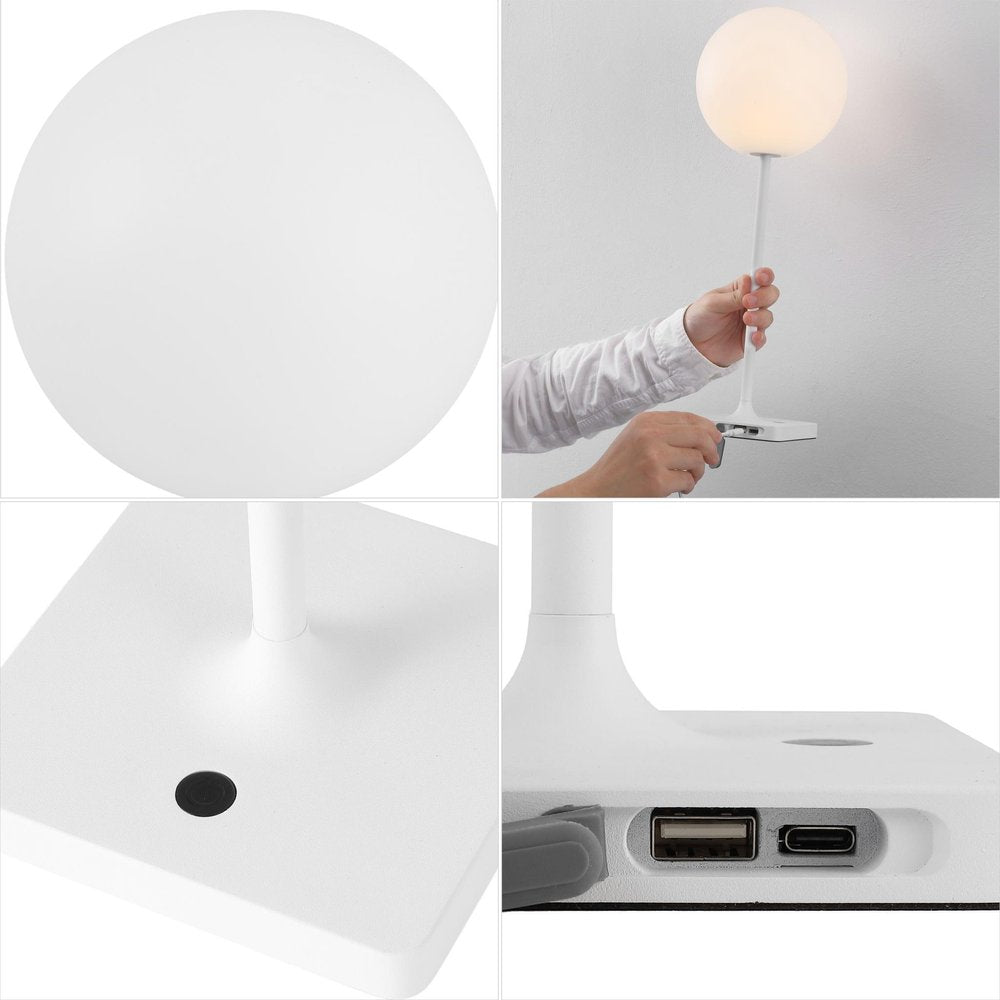 Set of Two 18" White USB Table Lamps HomeRoots