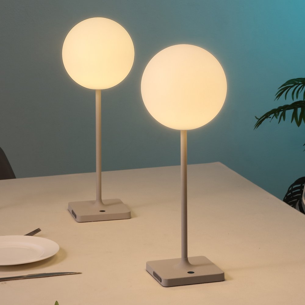 Set of Two 18" Gray USB Table Lamps LED HomeRoots