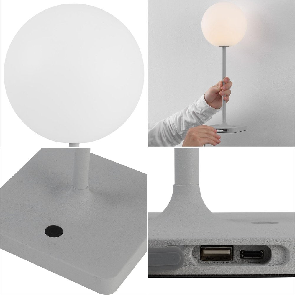 Set of Two 18" Gray USB Table Lamps HomeRoots