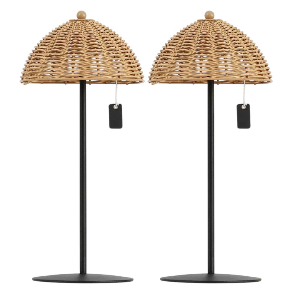 Set of Two 13" Black Novelty USB Table Lamps With Globe Shades — view 3