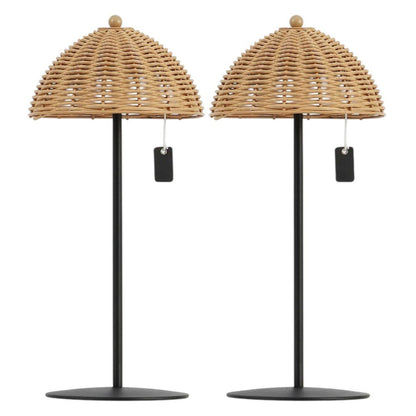 Set of Two 13" Black Novelty USB Table Lamps With Globe Shades HomeRoots