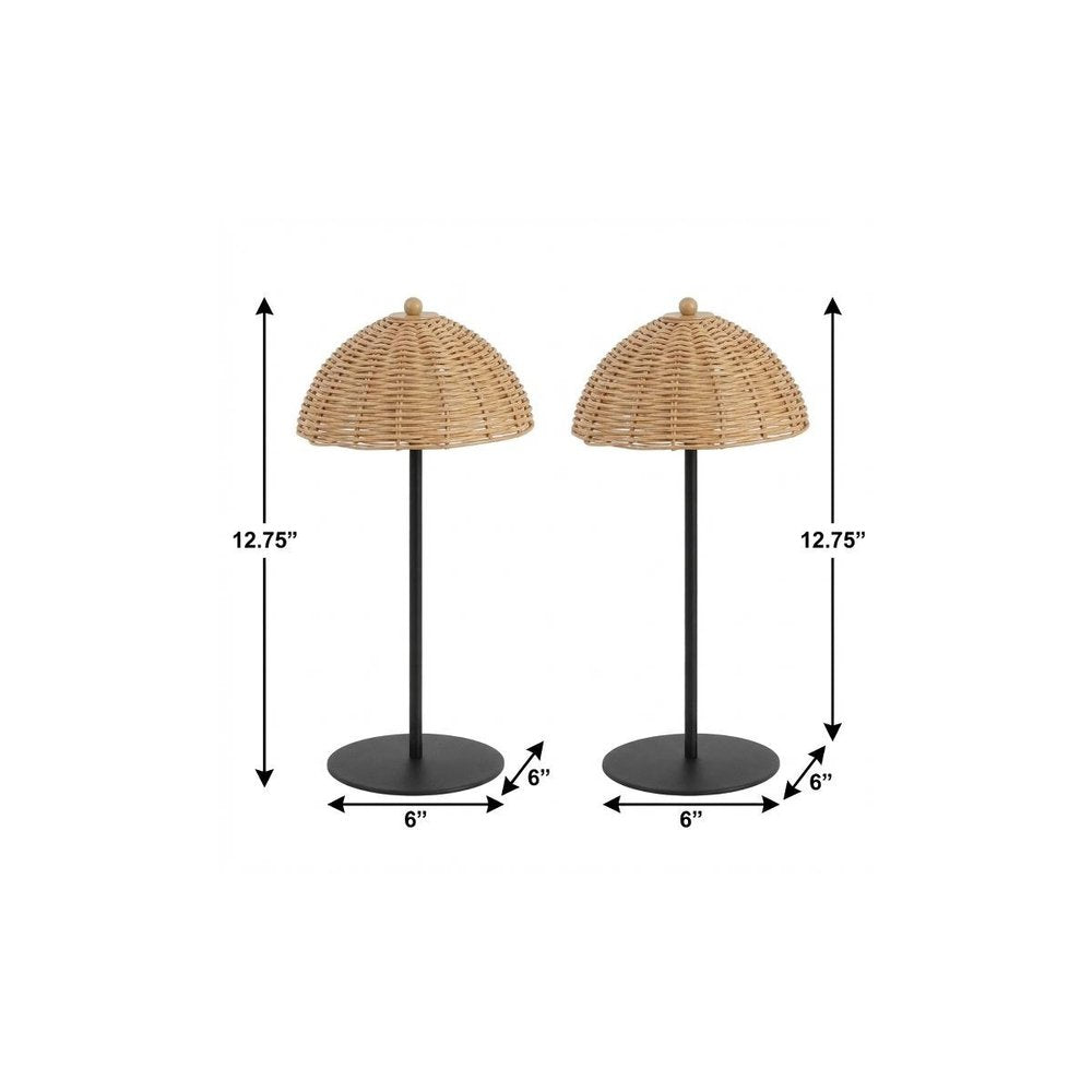 Set of Two 13" Black Novelty USB Table Lamps With Globe Shades — view 6