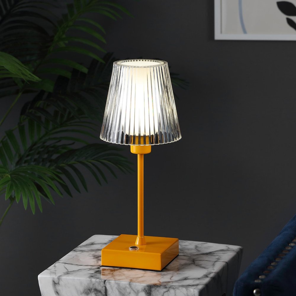 13" Orange USB Table Lamp With Empire Shade — view 1