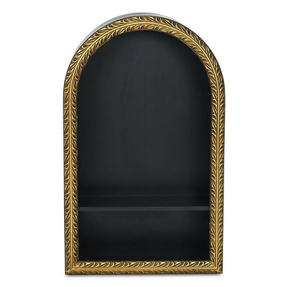 14" Black Wood Wall Mounted Accent Shelf HomeRoots