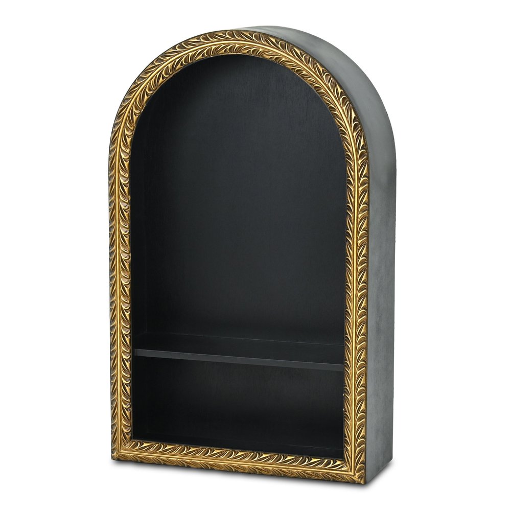14" Black Wood Wall Mounted Accent Shelf HomeRoots