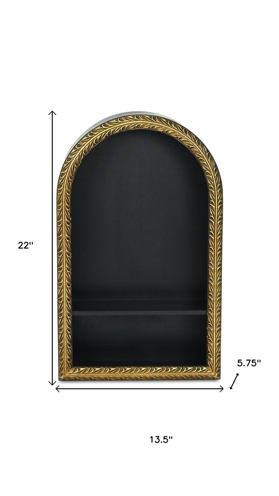 14" Black Wood Wall Mounted Accent Shelf HomeRoots