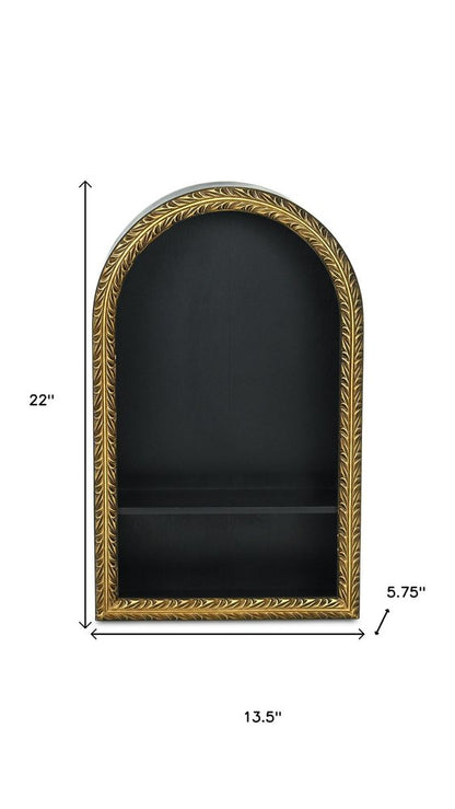 14" Black Wood Wall Mounted Accent Shelf HomeRoots