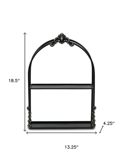 13" Black Metal Wall Mounted Accent Shelf HomeRoots