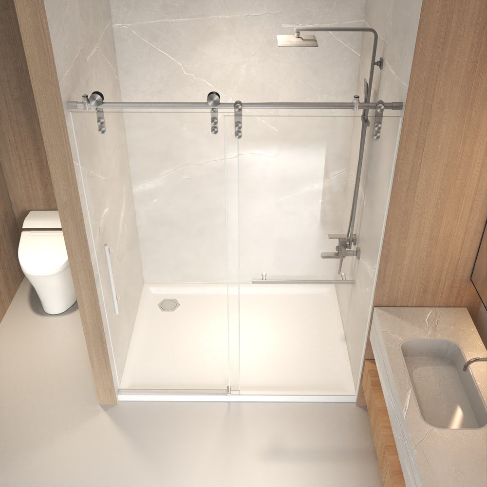 66" X 60" Tempered Glass Shower Door HomeRoots