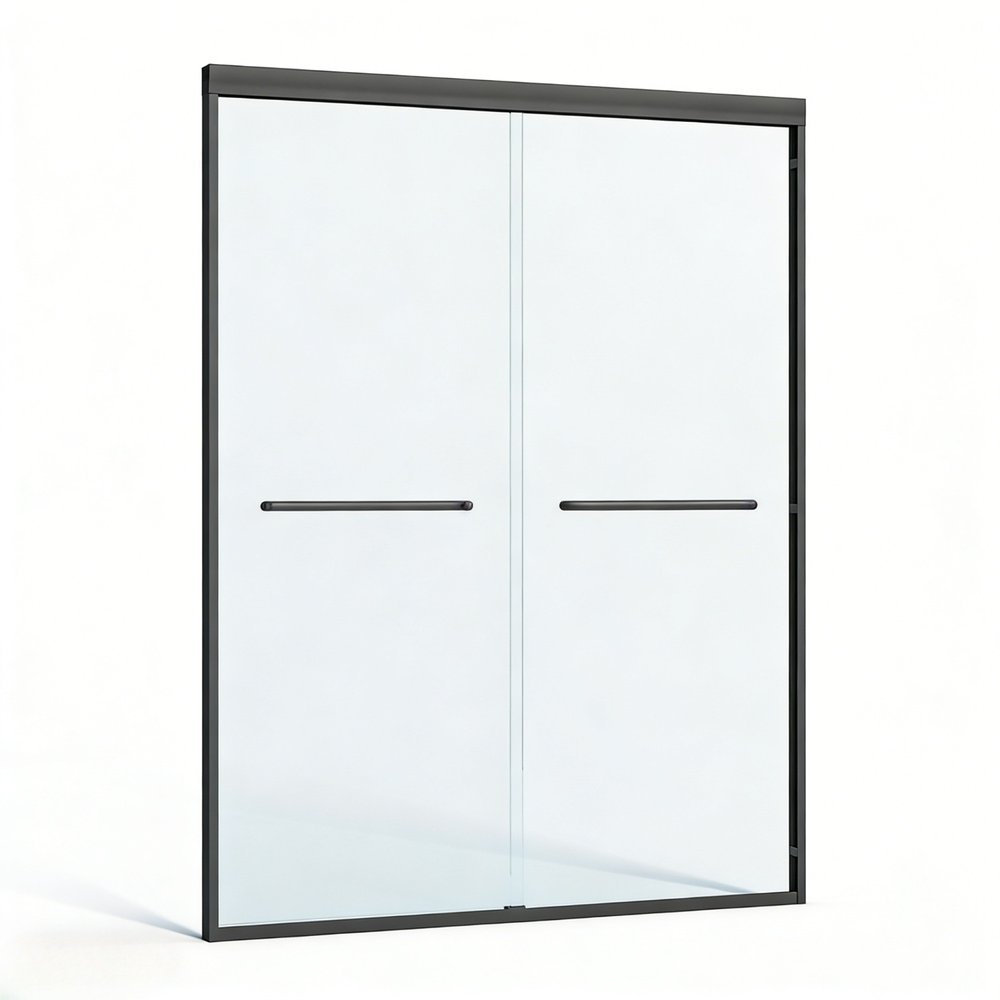 Set Of Two Metal And Tempered Glass Shower Doors HomeRoots