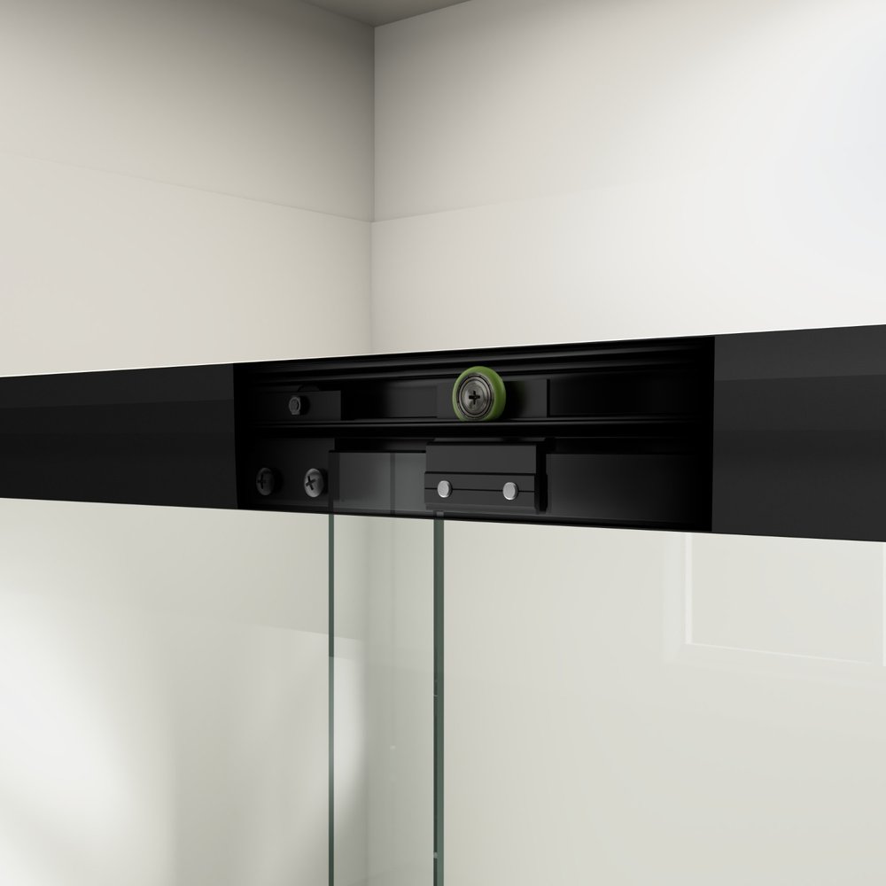 Set Of Two Metal And Tempered Glass Shower Doors — view 1
