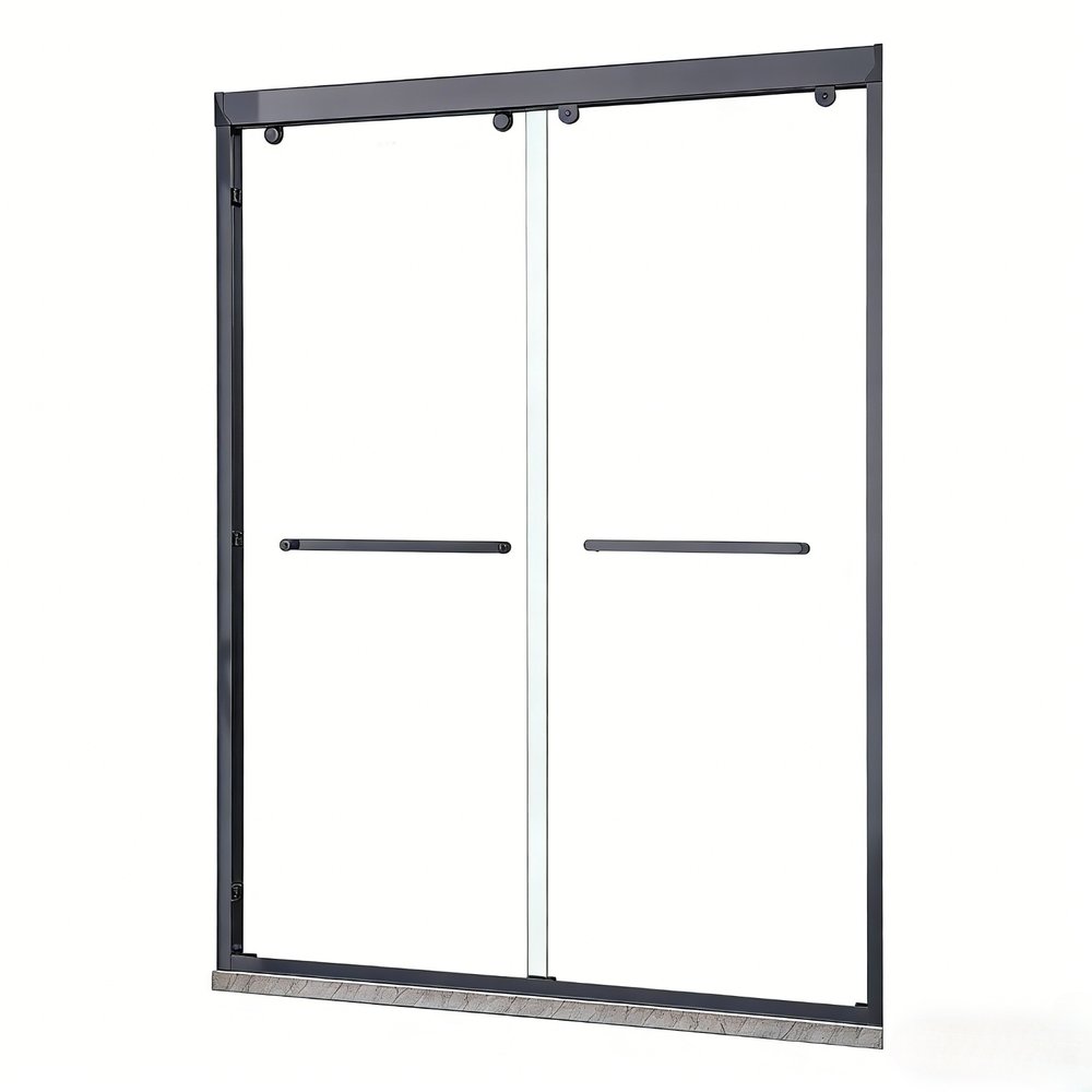Set Of Two Aluminum and Tempered Glass Shower Doors HomeRoots