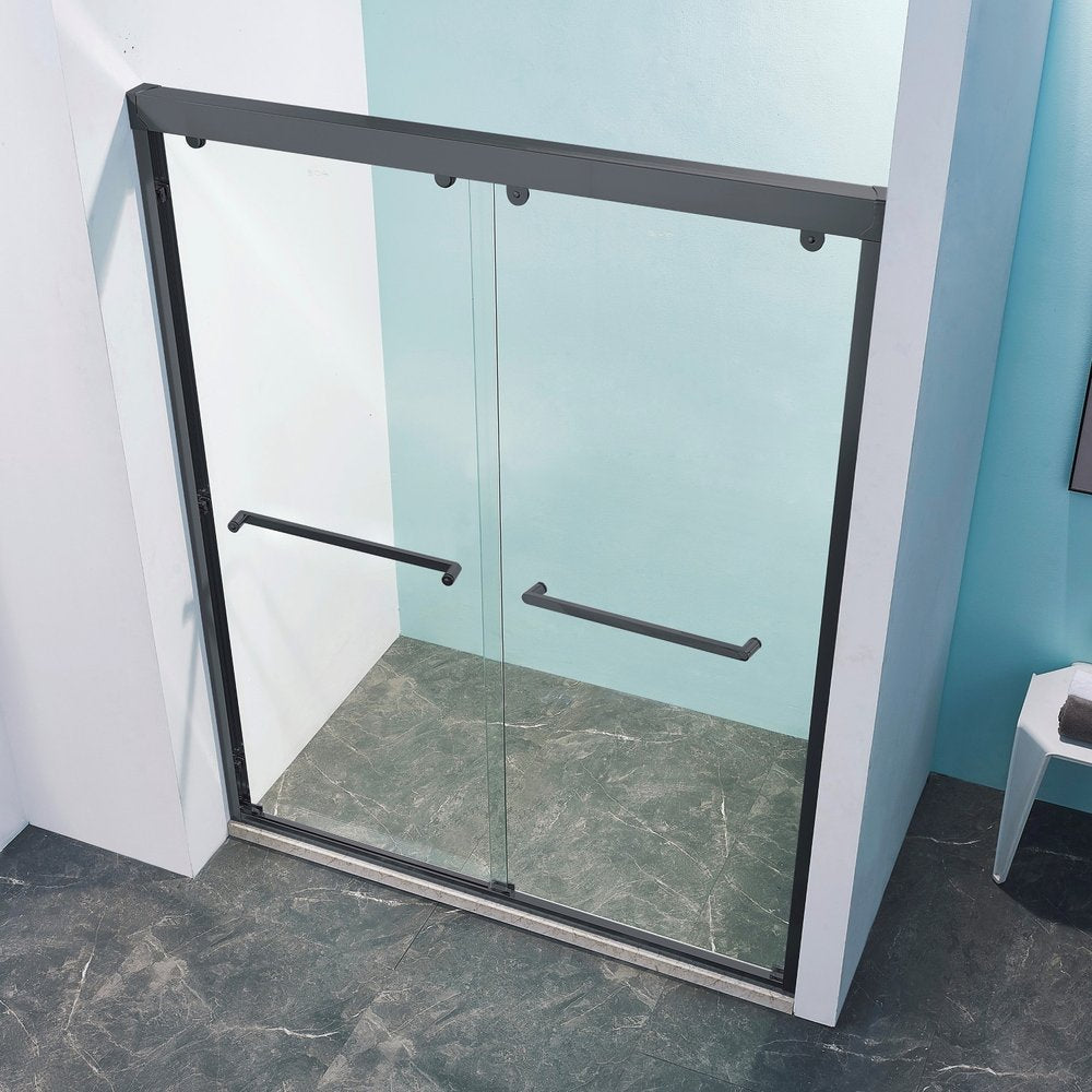 Set Of Two Aluminum and Tempered Glass Shower Doors HomeRoots