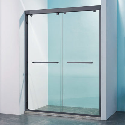 Set Of Two Aluminum and Tempered Glass Shower Doors HomeRoots