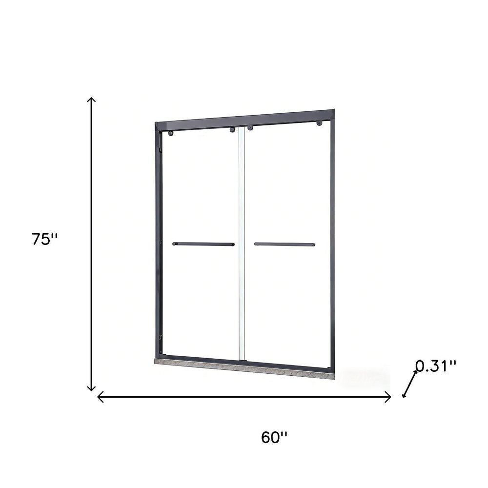 Set Of Two Aluminum and Tempered Glass Shower Doors HomeRoots