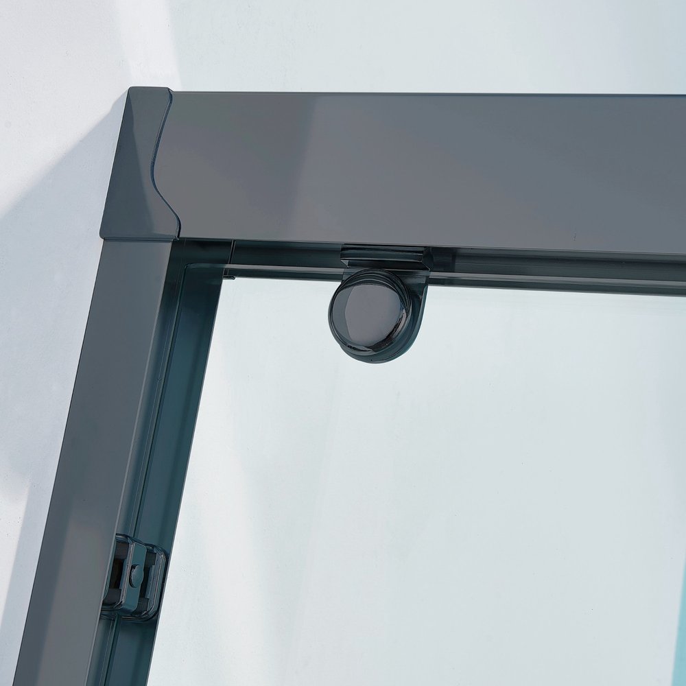 Set Of Two Aluminum and Tempered Glass Shower Doors HomeRoots