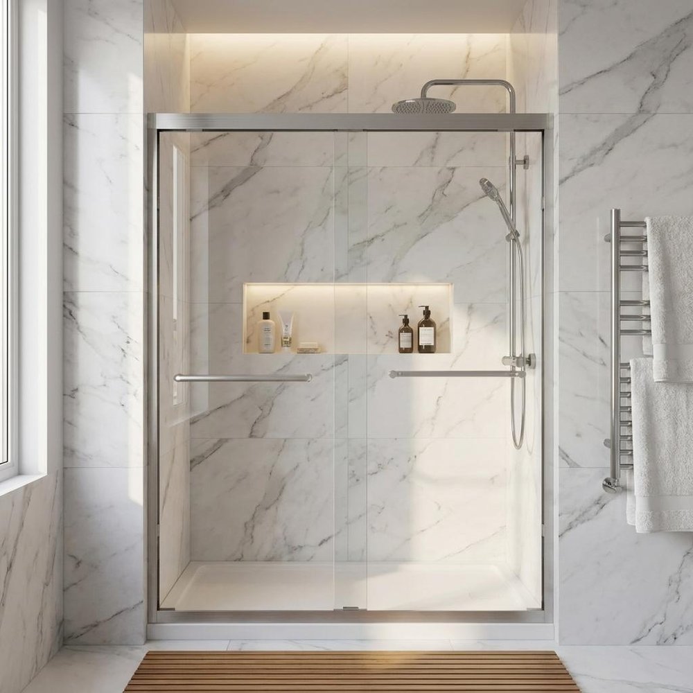 Set Of Two Aluminum And Tempered Glass Shower Doors — view 6