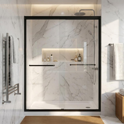 Set Of Two Aluminum And Tempered Glass Shower Doors HomeRoots