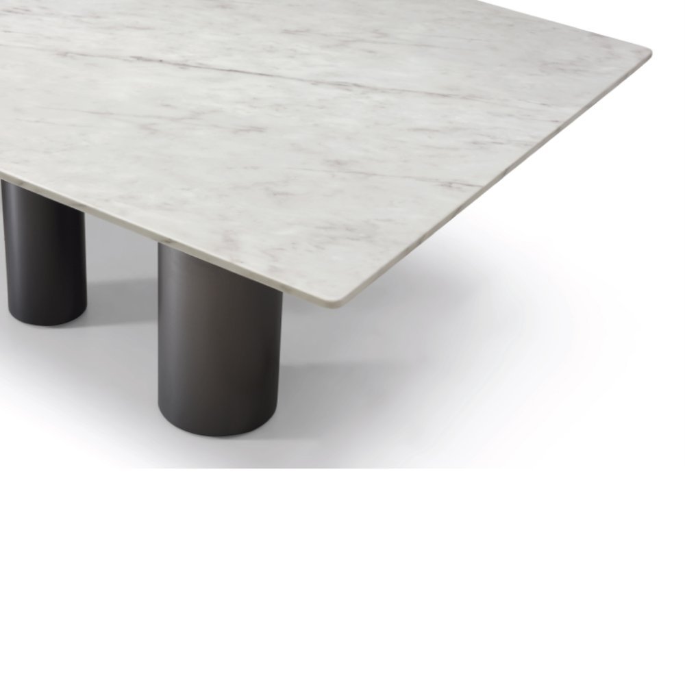 108" Brown And Black Marble And Stainless Steel Dining Table — view 12