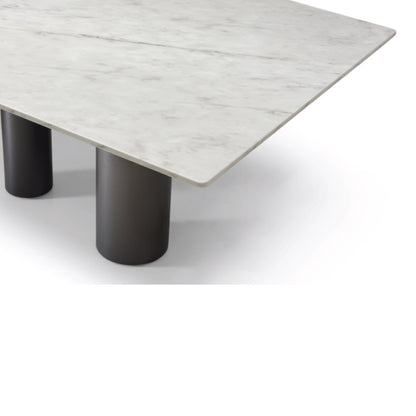 108" Brown And Black Marble And Stainless Steel Dining Table HomeRoots