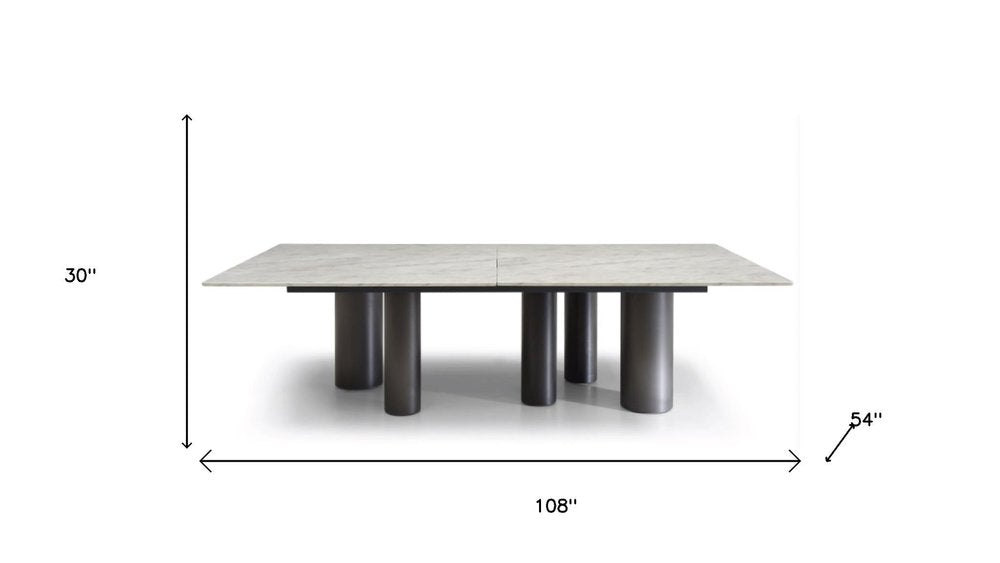 108" Brown And Black Marble And Stainless Steel Dining Table — view 14