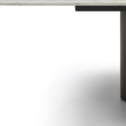 108" Brown And Black Marble And Stainless Steel Dining Table HomeRoots