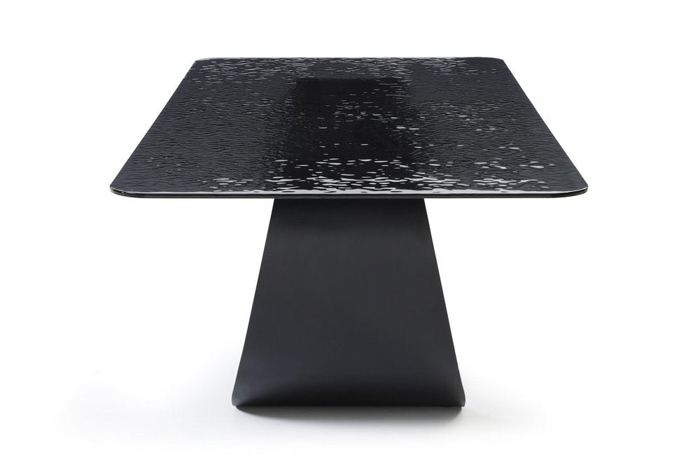 94" Black Glass and Brass Double Geo Pedestal Base Dining Table HomeRoots
