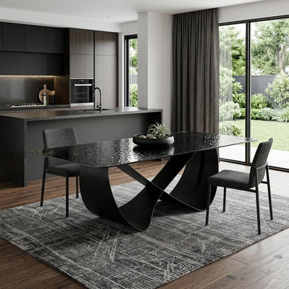 94" Black Glass and Brass Double Geo Pedestal Base Dining Table HomeRoots