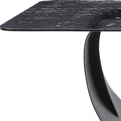 94" Black Glass and Brass Double Geo Pedestal Base Dining Table HomeRoots