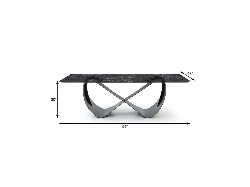 94" Black Glass and Brass Double Geo Pedestal Base Dining Table HomeRoots