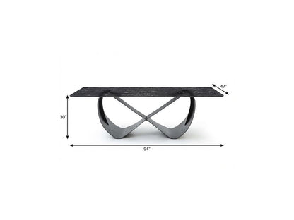 94" Black Glass and Brass Double Geo Pedestal Base Dining Table HomeRoots