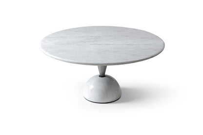 60" White And Black Marble And Stainless Steel Pedestal Base Round Top Dining Table HomeRoots